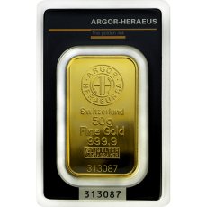 50g Argor Heraeus SA Švýcarsko Investiční zlatý slitek
